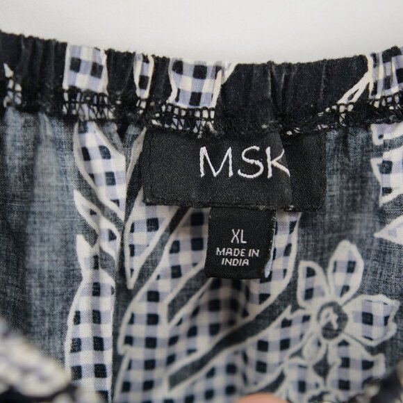 MSK Casual Midi dress black Leaves pattern Cotton Light XL - Picture 3 of 8